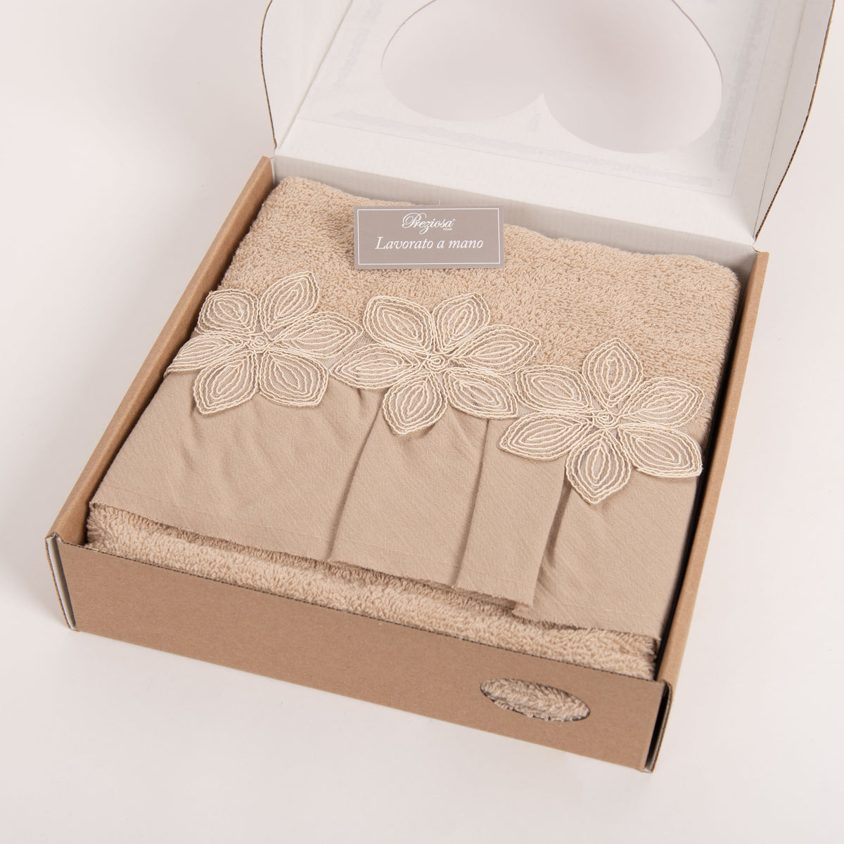 Set asciugamani viso + ospite Preziosa BA10030 spugna naturale