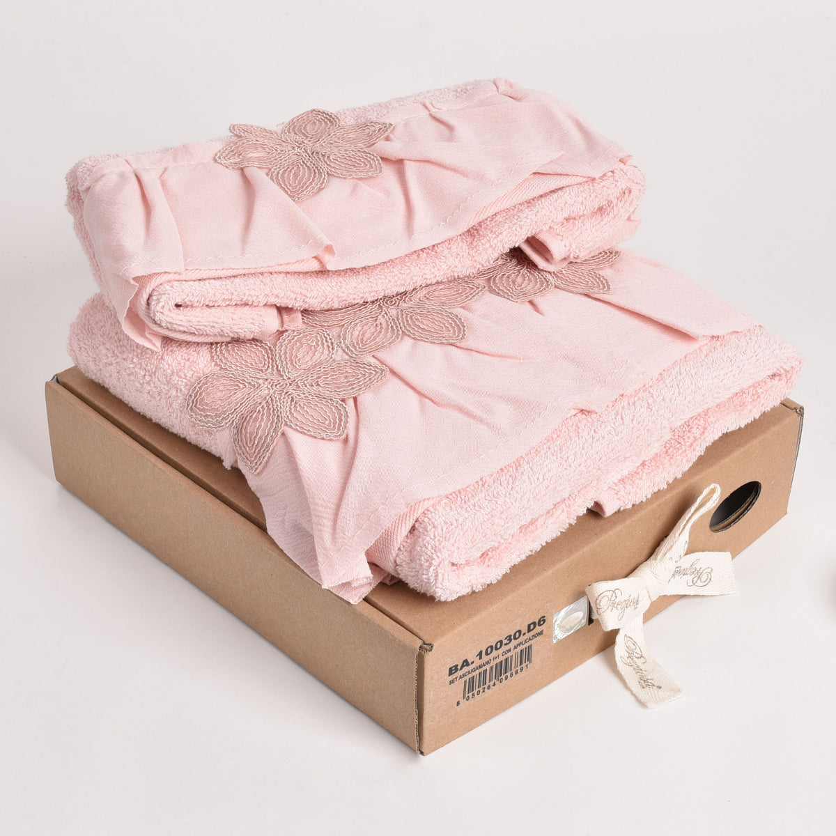 Set asciugamani viso + ospite Preziosa BA10030 spugna rosa