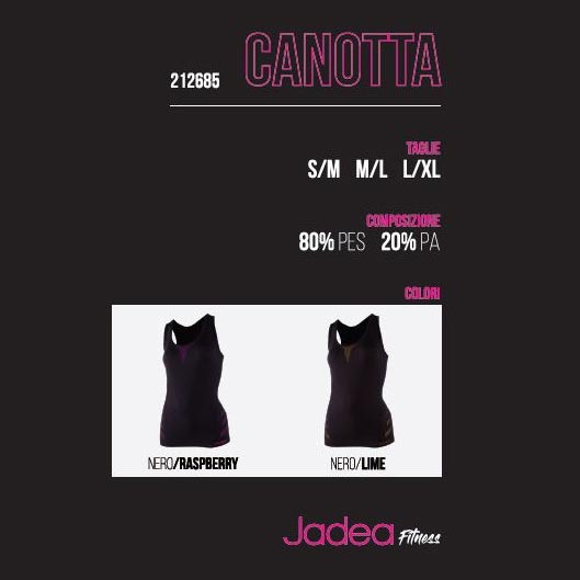 Canotta donna sportiva Jadea Fitness 212685 traspirante nero / fuxia