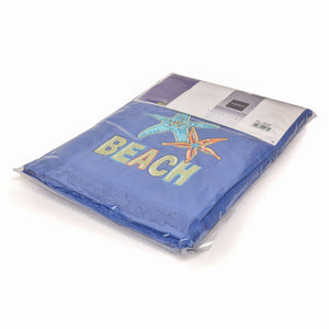 Telo mare Vingi spugna "Beach" indaco con frange 100% cotone
