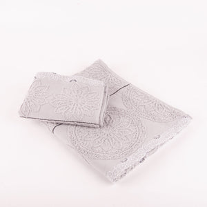 Set asciugamani viso + ospite Biancaluna Daci motivo floreale geometrico grigio