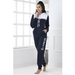 Pigiama donna stile tuta Biancaluna D2020 cotone felpato blu