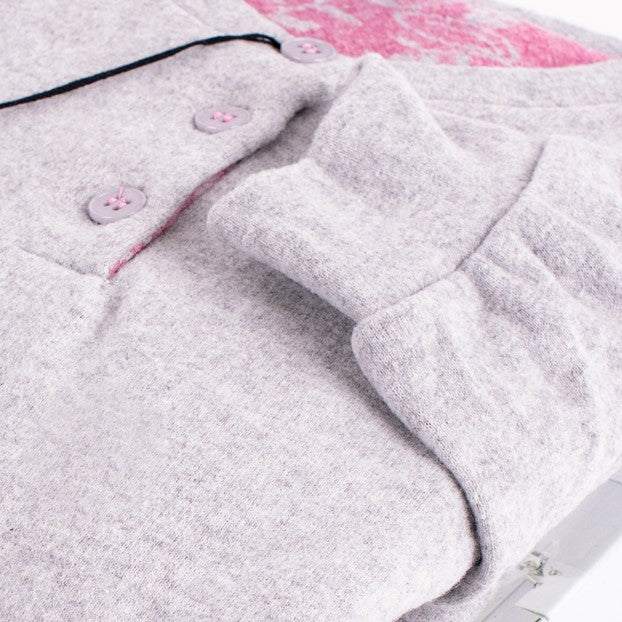 Pigiama donna punto milano rosa con polsino Biancaluna D2524