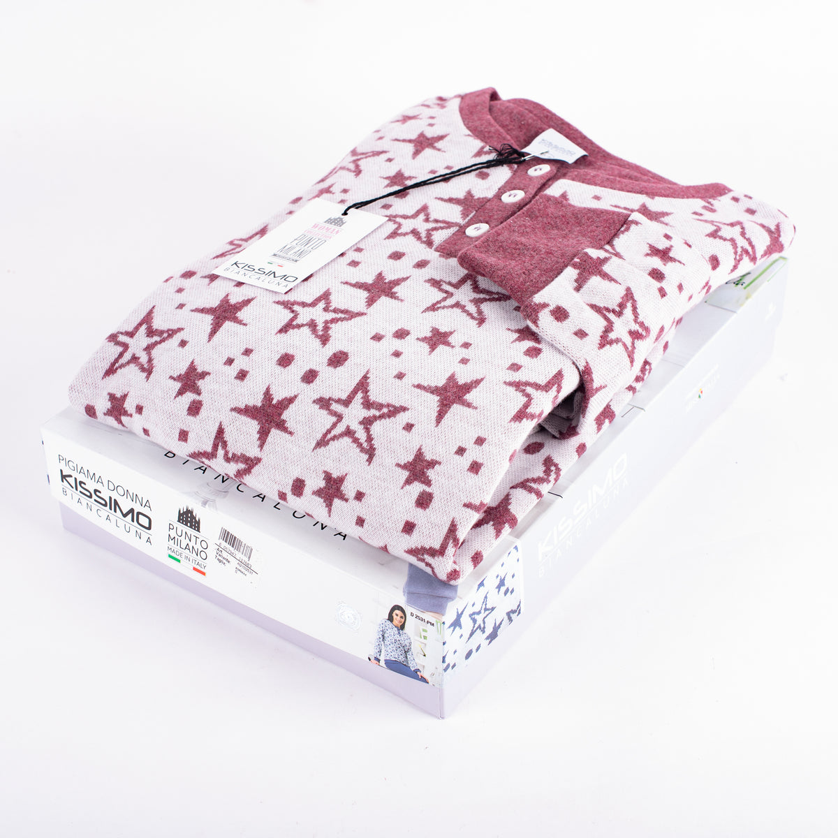 Pigiama donna Biancaluna D2531 punto milano invernale bordeaux