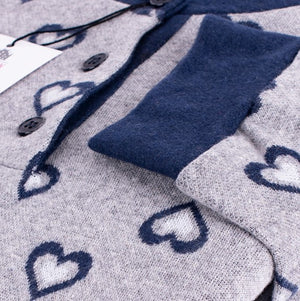 Pigiama donna punto milano invernale blu cuori Biancaluna D2533