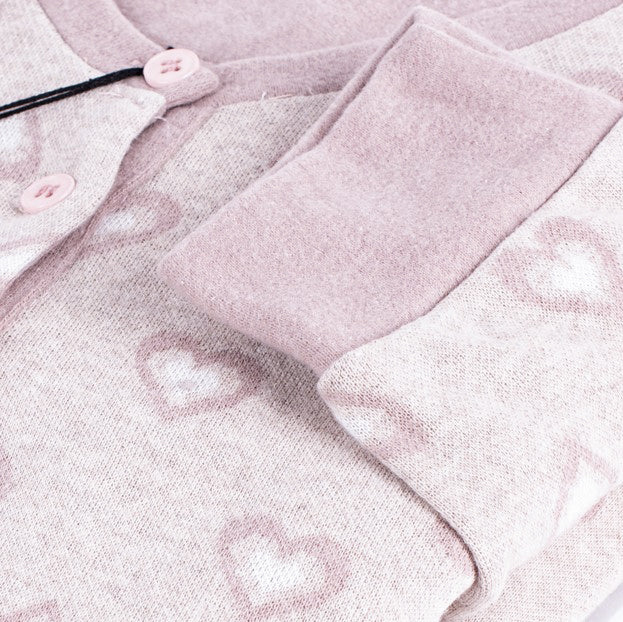 Pigiama donna punto milano invernale cacao cuori Biancaluna D2533
