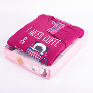 Pigiama donna Biancaluna D3006 caldo cotone prugna