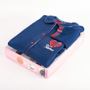 Pigiama donna Biancaluna D3012 caldo cotone blu scozzese