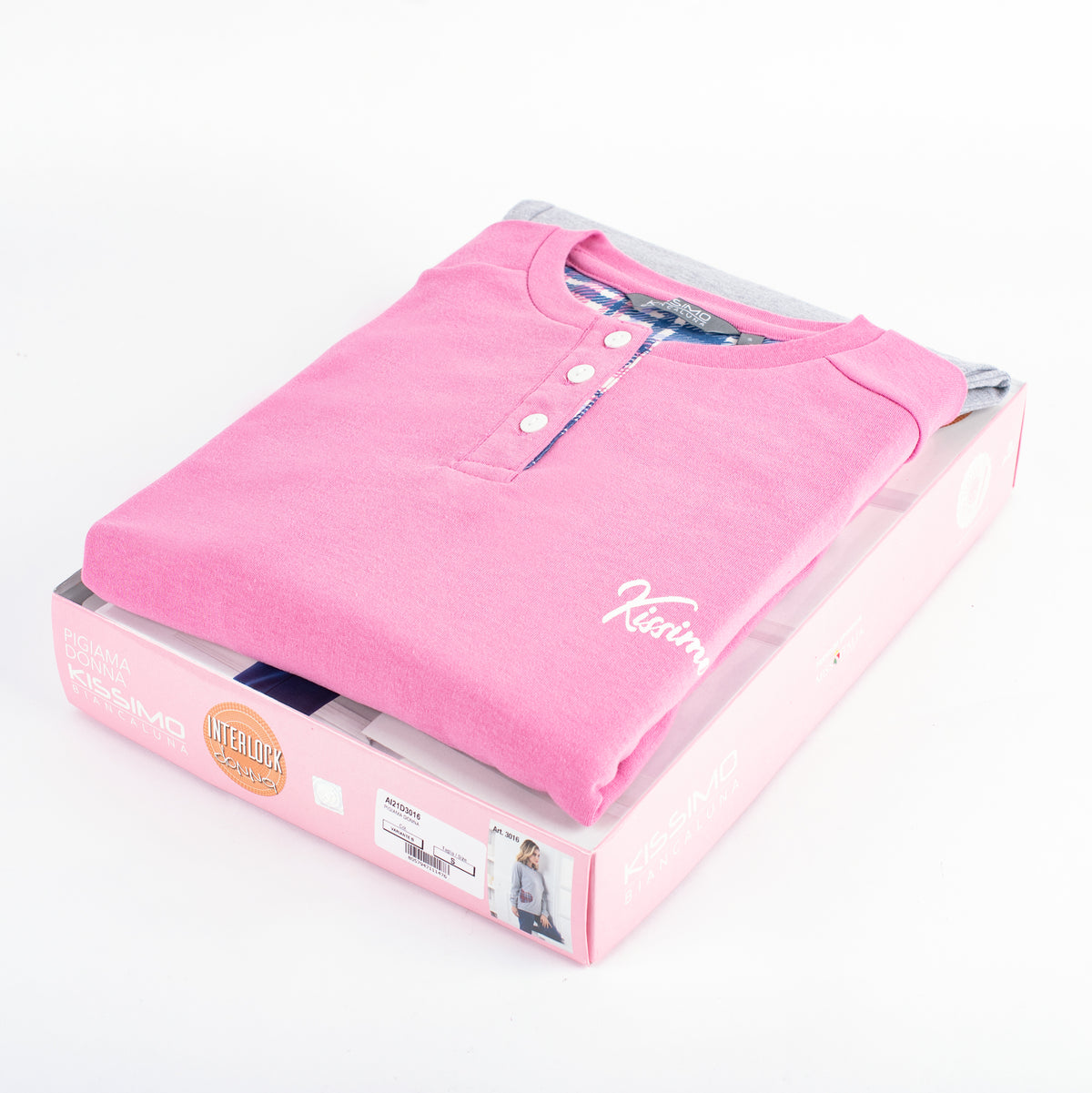 Pigiama donna Biancaluna D3016 caldo cotone rosa cuore