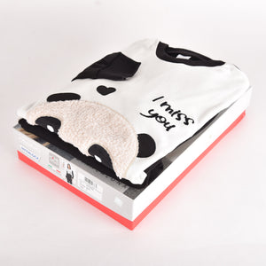 Pigiama caldo cotone Panda tuta casa Biancaluna 7004 nero