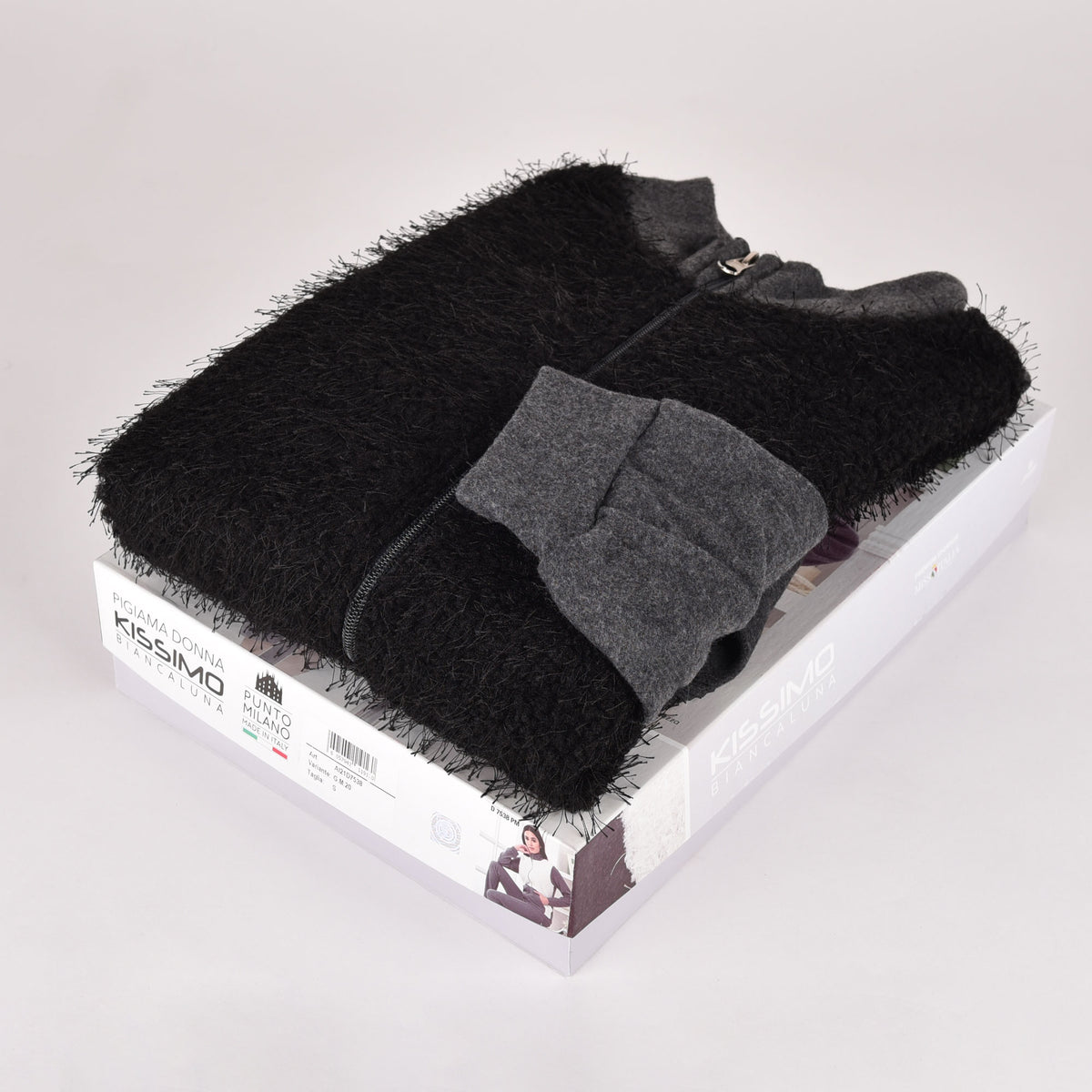 Pigiama tuta donna punto milano Biancaluna 7538 nero grigio