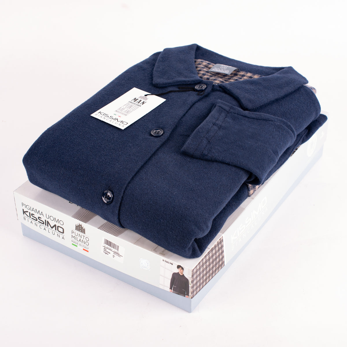 Pigiama uomo invernale a giacca Biancaluna U1523 blu