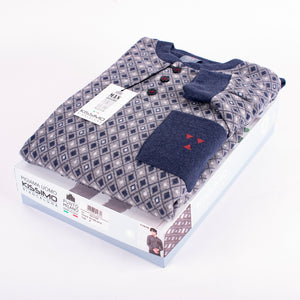 Pigiama uomo invernale punto milano Biancaluna U1528 blu rombi