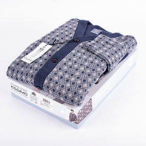 Pigiama uomo a giacca punto milano blu rombi Biancaluna U1529