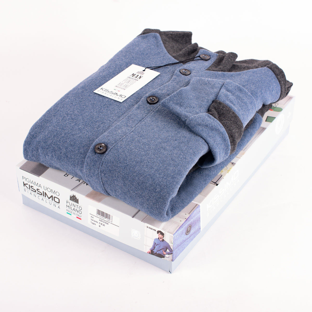 Pigiama uomo invernale punto milano Biancaluna U1534 jeans