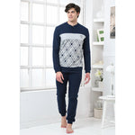 Pigiama uomo invernale Biancaluna U1543 punto milano blu