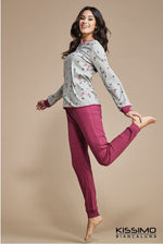 Pigiama da donna Biancaluna 3004IN lungo caldo cotone grigio
