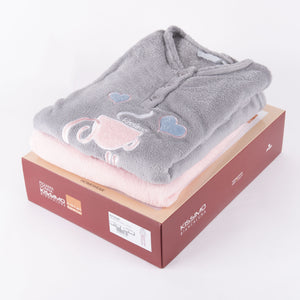 Pigiama donna in coral Biancaluna 33005 rosa grigio coffee time