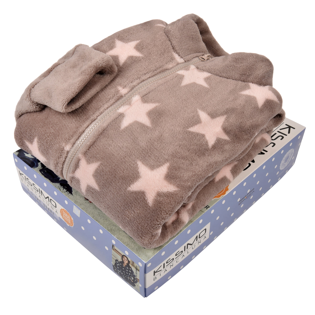 Pigiama donna in pile coral stelline Biancaluna 93003 tortora