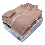Pigiama giacca e pantalone coral caldo stelline Biancaluna 93004 tortora