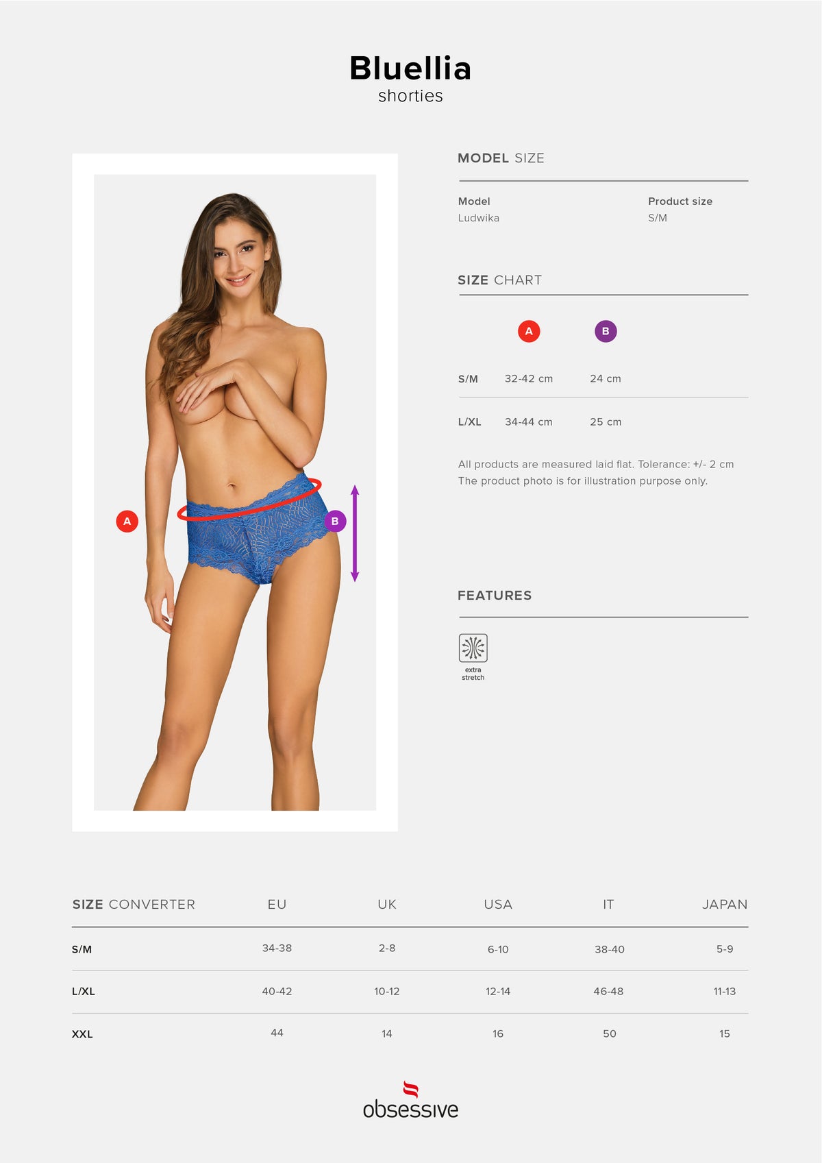 Obsessive shorties sexy Bluellia in pizzo blu