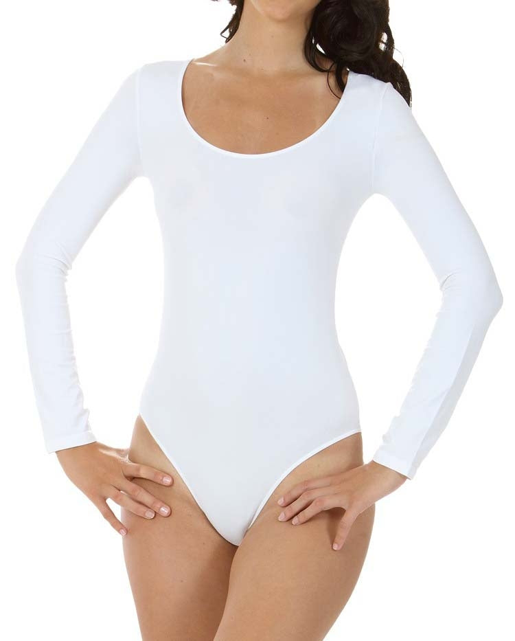 Body donna girocollo manica lunga in microfibra elasticizzata