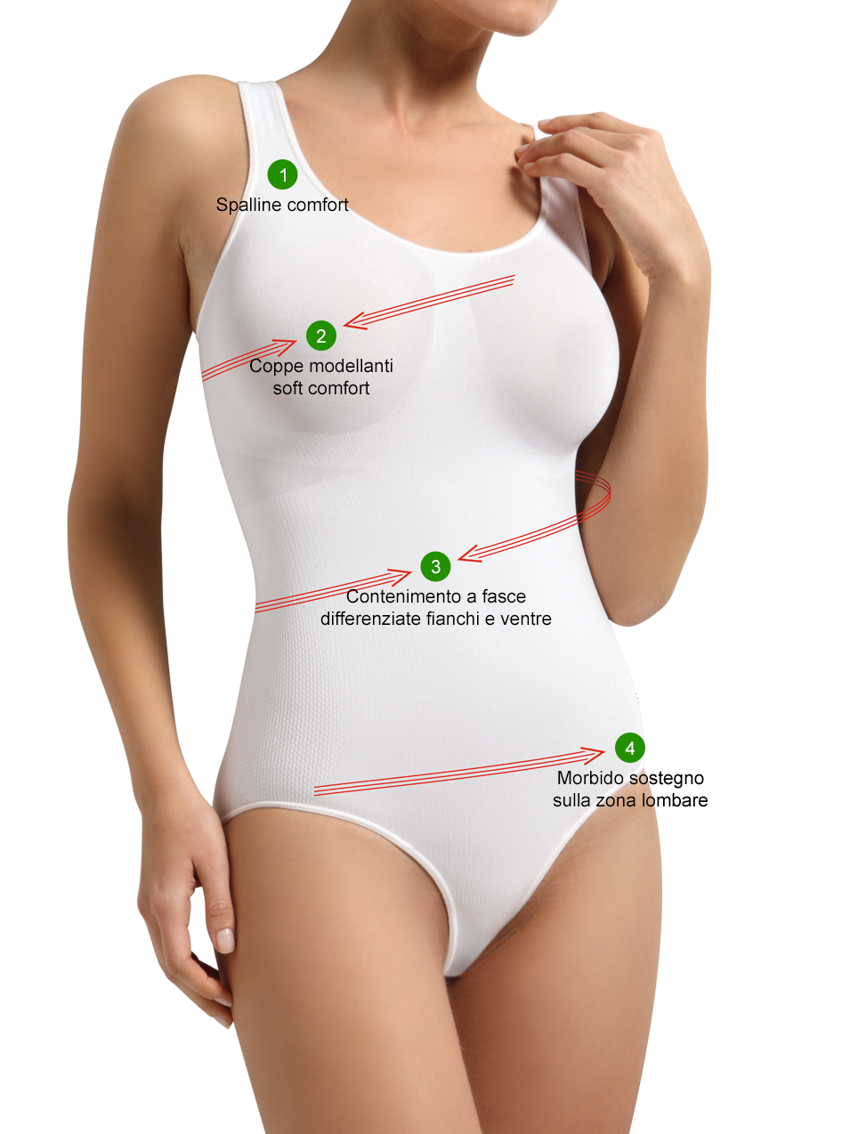 Body contenitivo Sensì modellante senza ferretto spalla larga