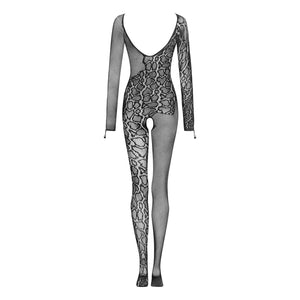 Bodystocking sexy a rete con motivo snake e cavallo aperto Obsessive G326
