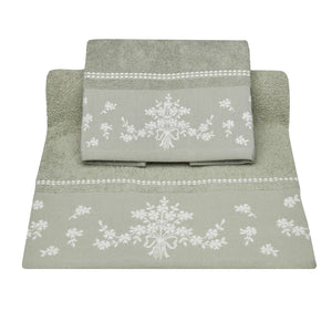 Vingi set asciugamani viso e ospite Bouquet oliva
