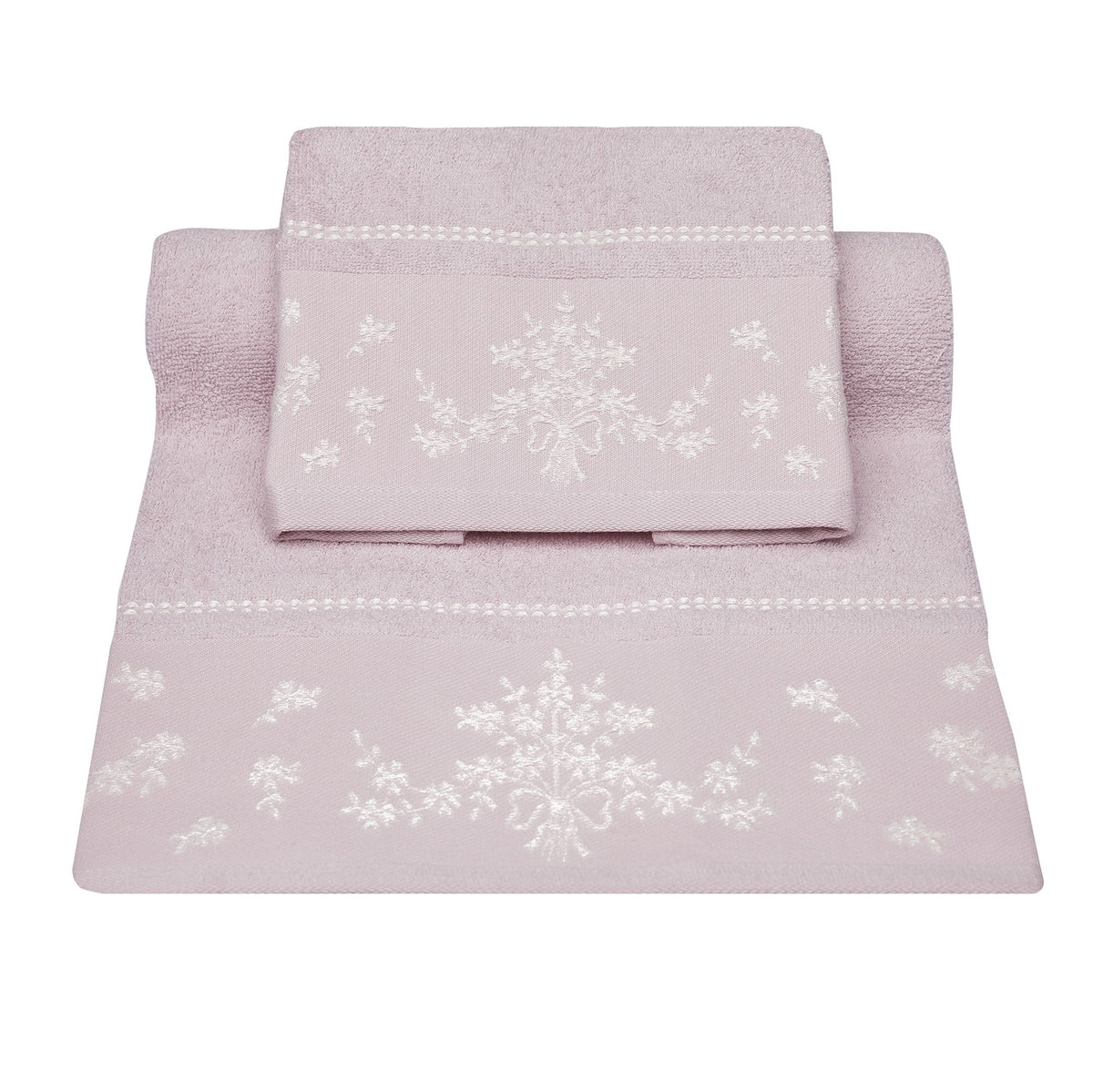 Vingi set asciugamani viso e ospite Bouquet rosa