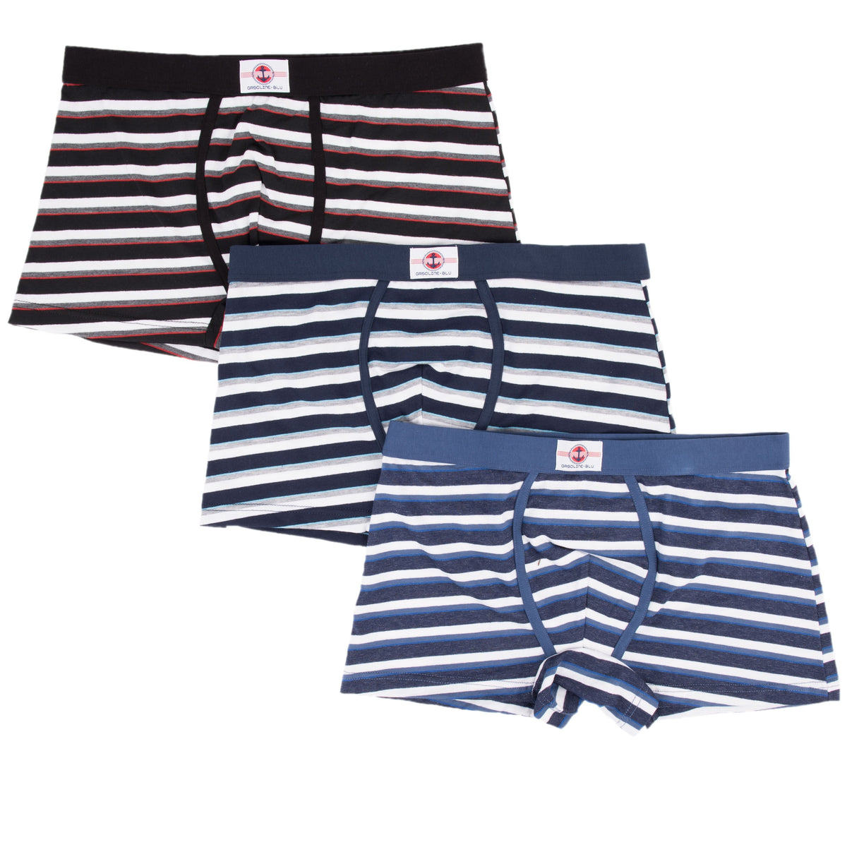 Tris di boxer da uomo fantasia rigata Gasoline U4962F cotone