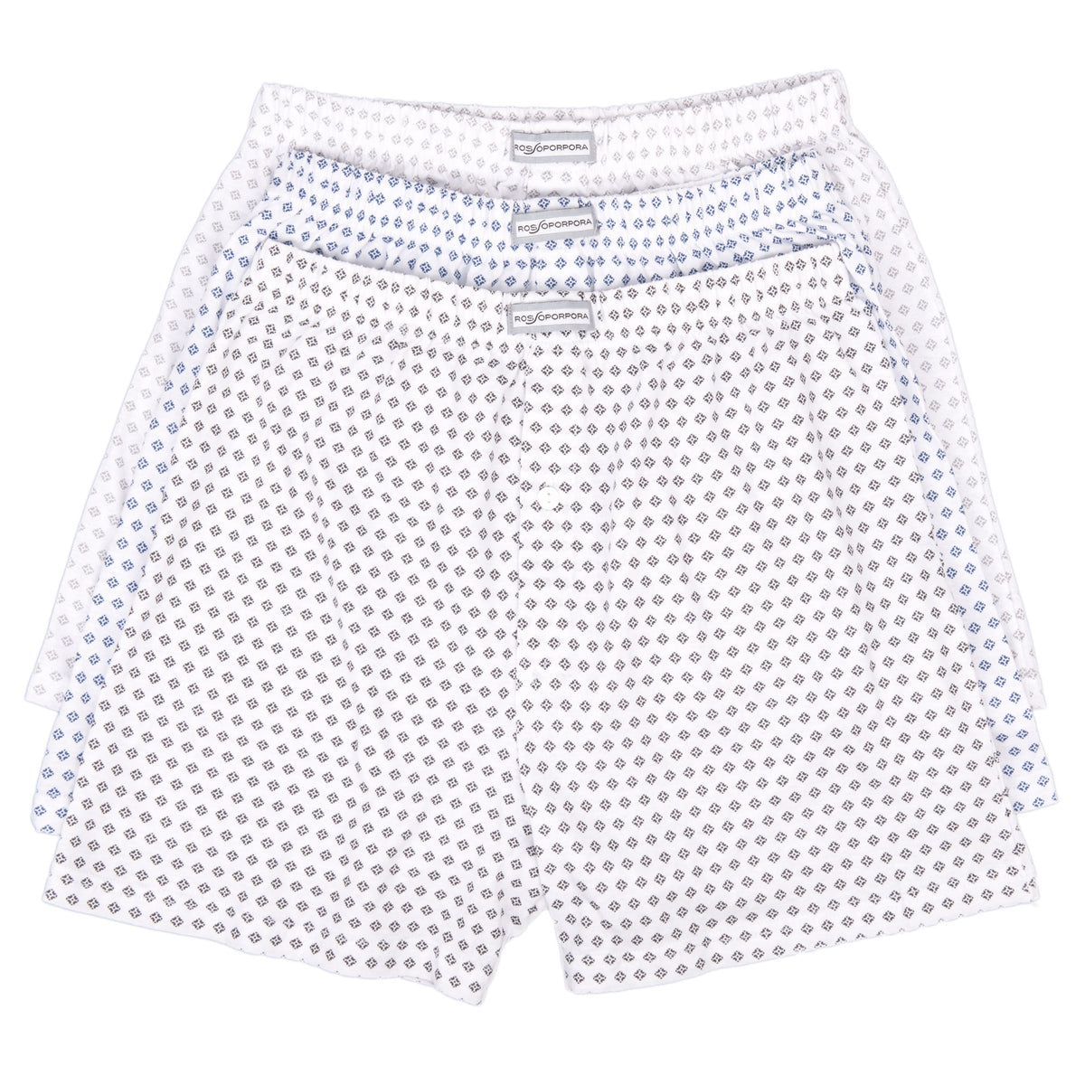 Boxer uomo in 100% cotone Rossoporpora 205 fantasia rombi 3 pezzi