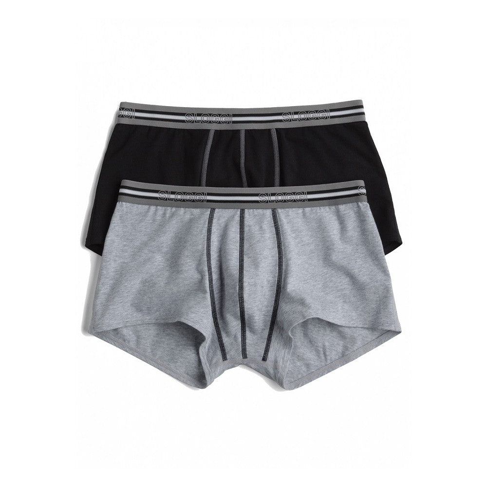 Boxer uomo sloggi short hipster bi pack grigio / nero 2 pezzi