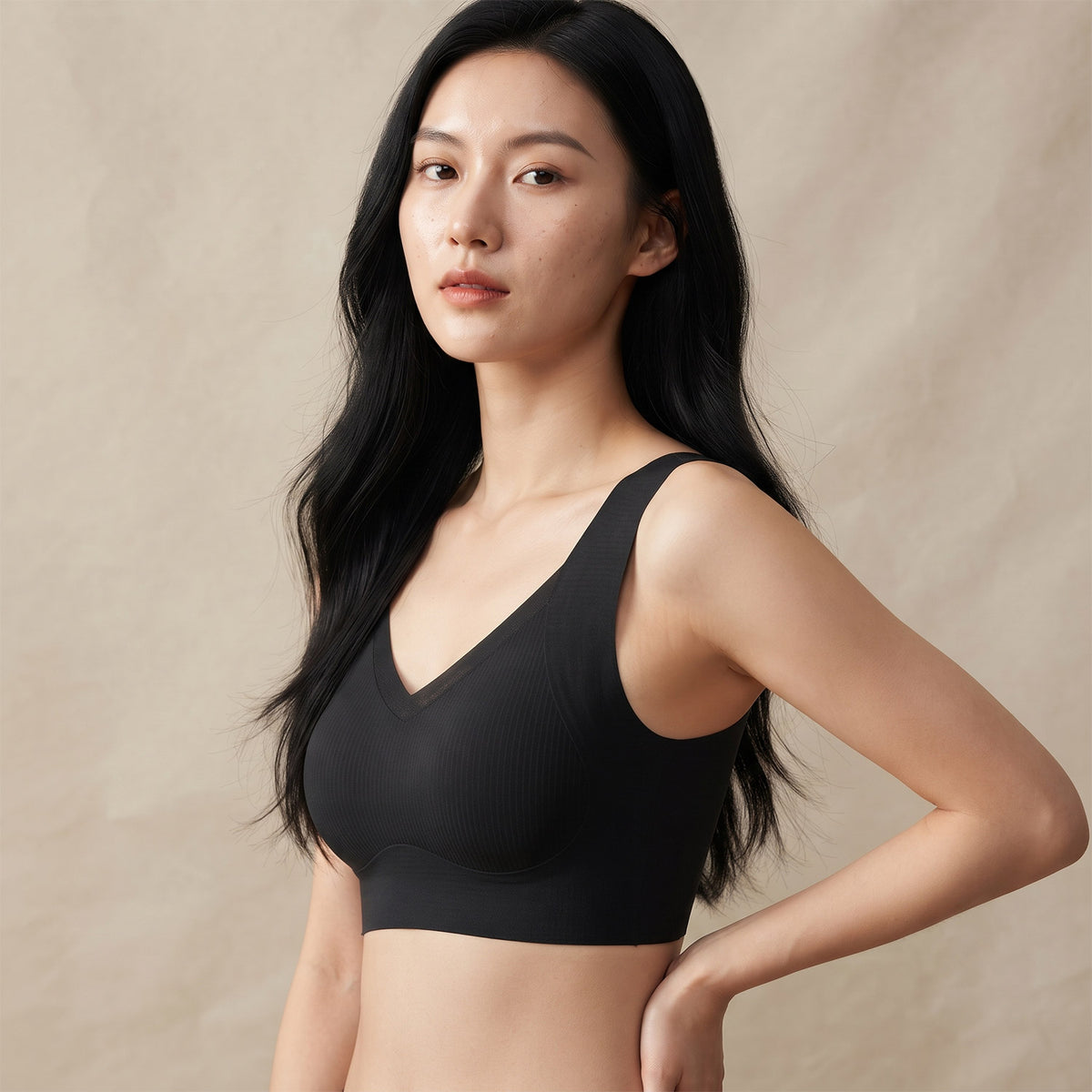 Bralette donna taglio vivo a costine Sara Iyali
