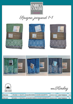 Set asciugamani 1 + 1 con banda decorata con rombi Enrico Coveri 0012 Kinsley