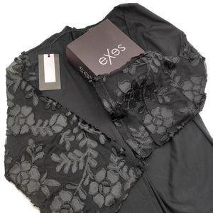 Kimono Exes D294 ricamato maniche a 3/4 nero