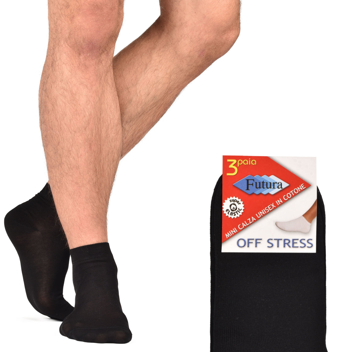 Calze corte unisex uomo donna Futura off stress in cotone 3 paia