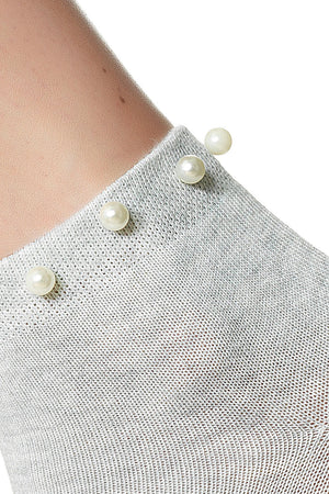 Calzini da donna moda Pompea Perli in cotone con perle grigio melange