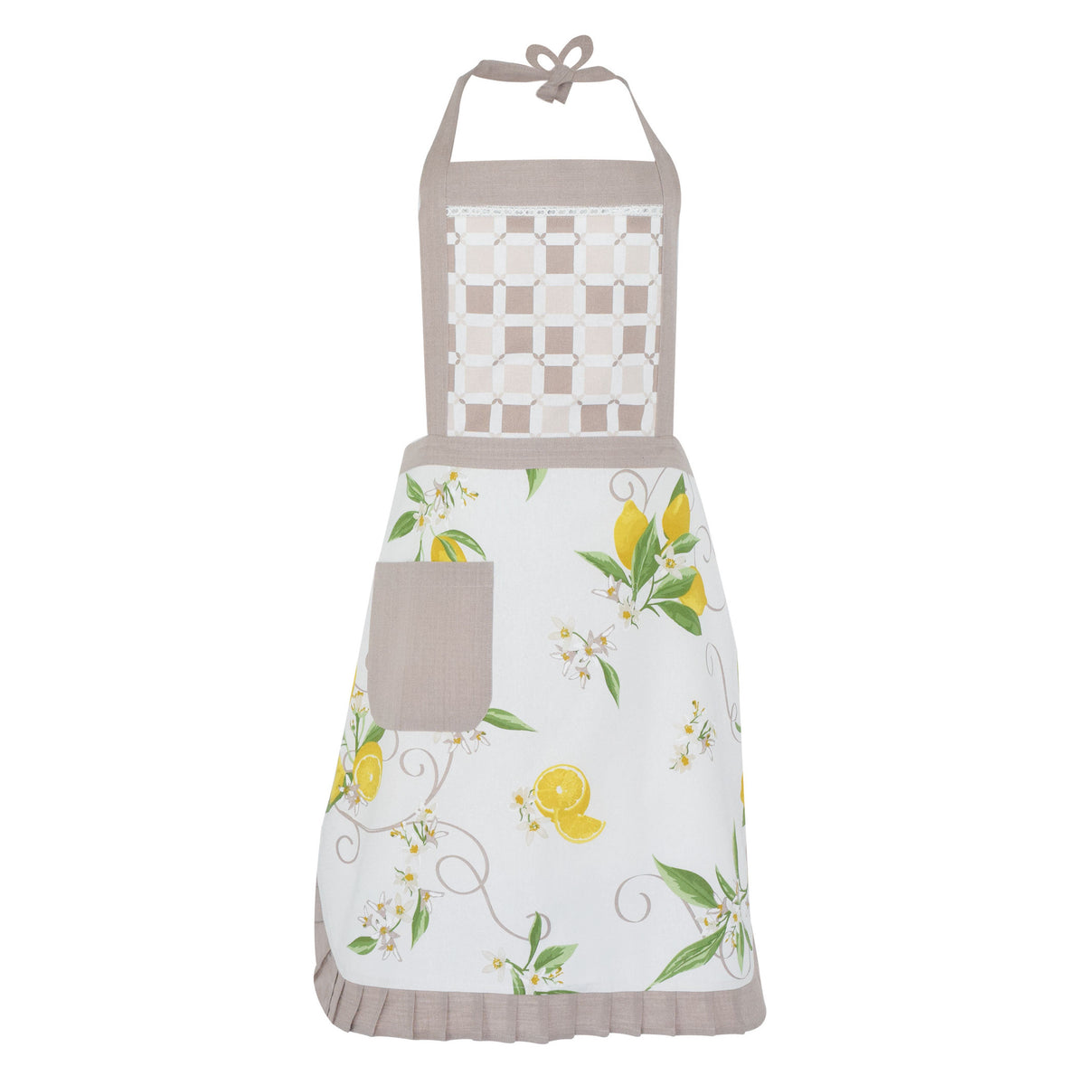 Grembiule da cucina naturale Preziosa Capri in 100% cotone panama con pattina