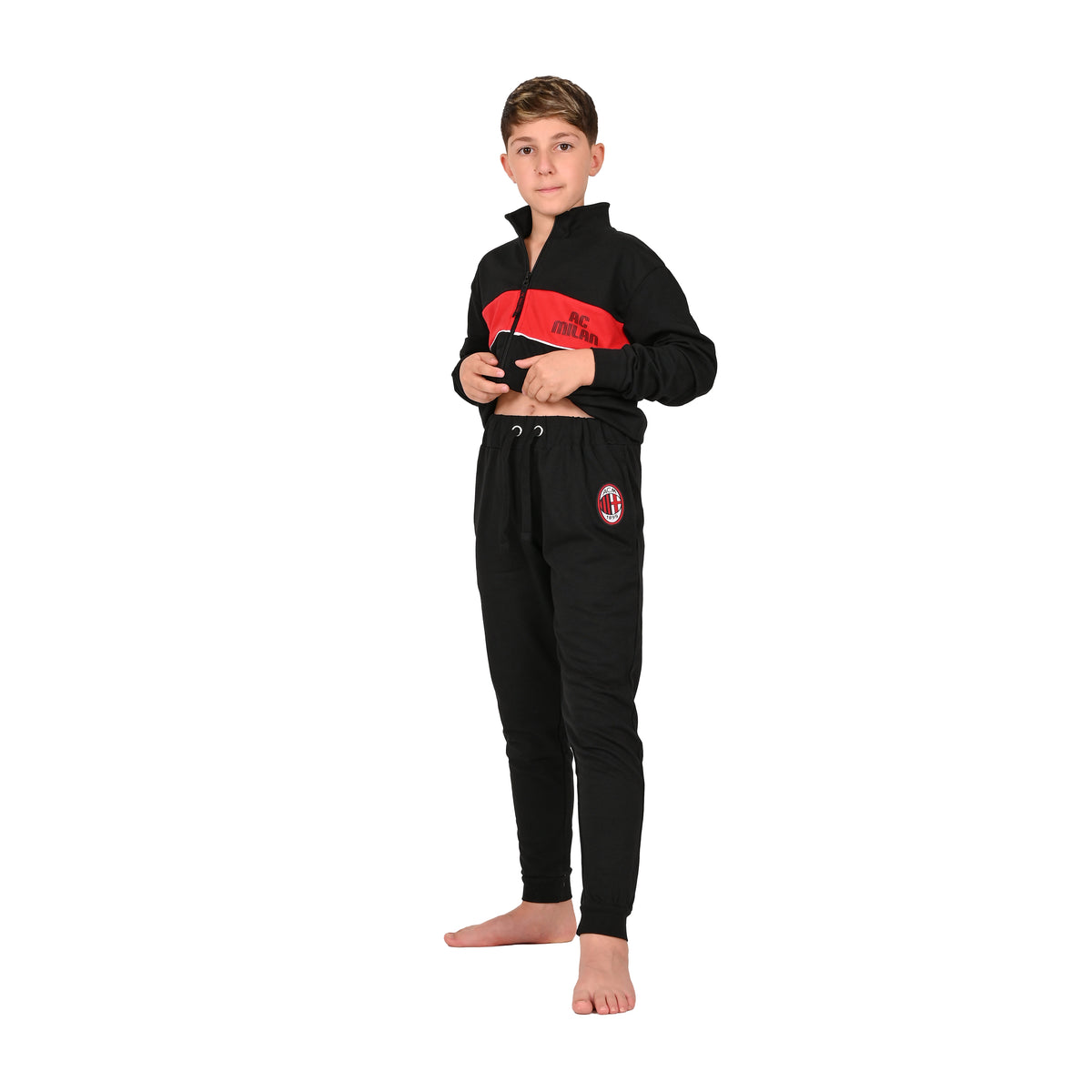 Tuta Bambino Milan in cotone leggero rosso nero F20 2025