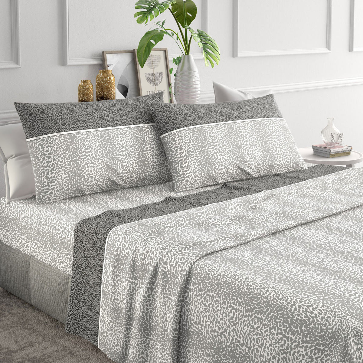 Completo letto Irge Ginevra Cassia 100% cotone leopardato