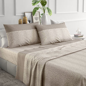 Completo letto Irge Ginevra Cassia 100% cotone leopardato