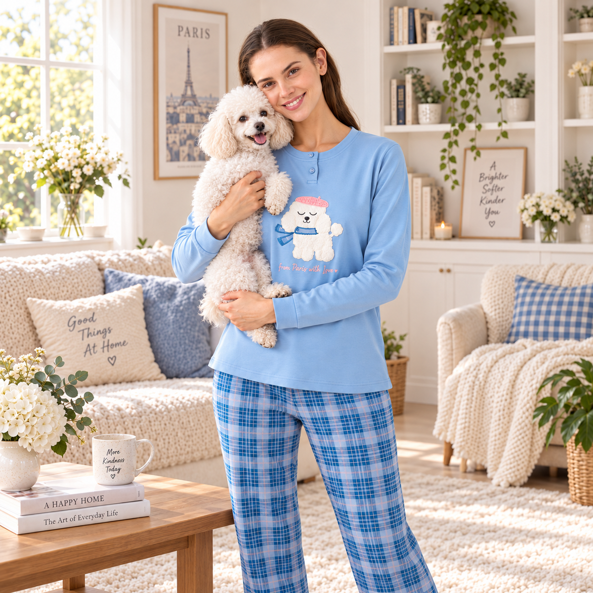 Pigiama donna con barboncino caldo cotone Noidinotte FA9742