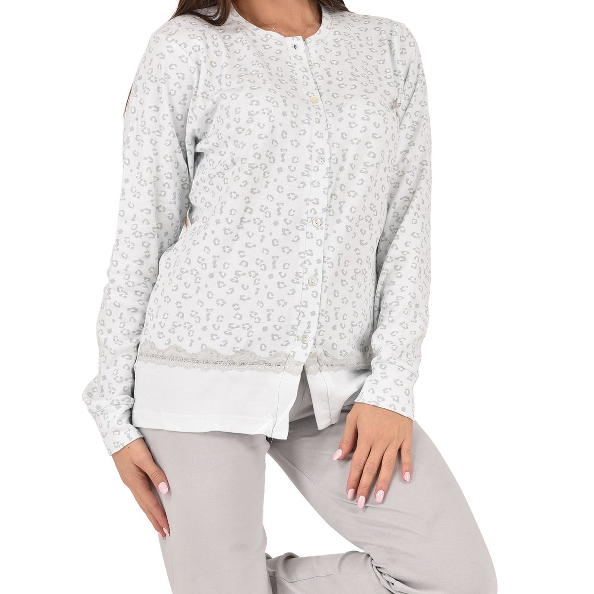 Pigiama donna calibrato aperto caldo cotone Irge CD168