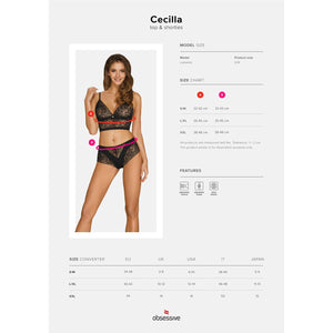 Sexy set top + shorties Obsessive Cecilla coordinato in pizzo nero