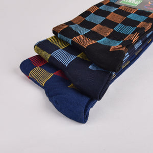 Calze uomo corte Enrico Coveri cheeky-3 Var B cotone scacchi 3 paia