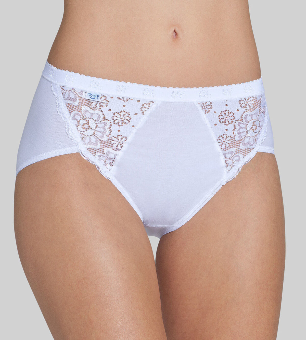 Slip donna sloggi chic midi cotone e pizzo 2 pezzi