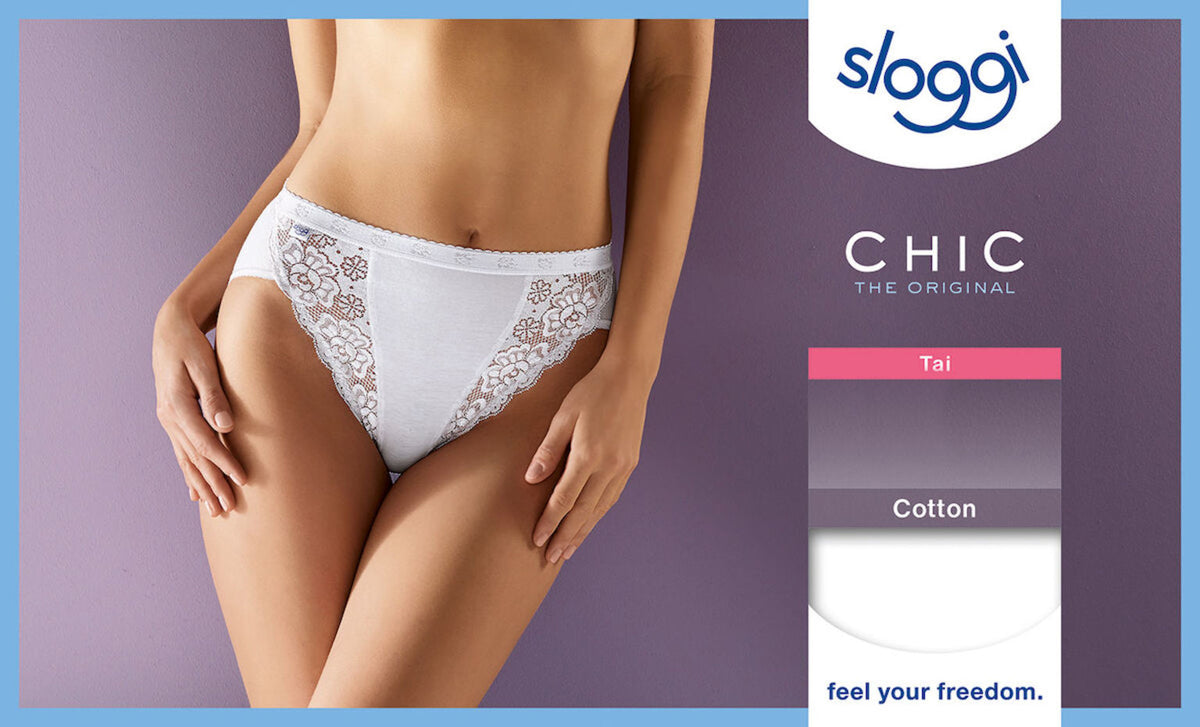 Slip donna sloggi chic tai cotone e pizzo 4 pezzi