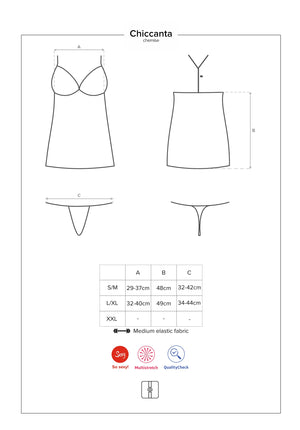 Sexy sottoveste + perizoma Obsessive Chiccanta chemise e thong nero