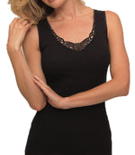 Canotta donna spalla larga Ciesseti 30009 collo pizzo in cotone 3 pz